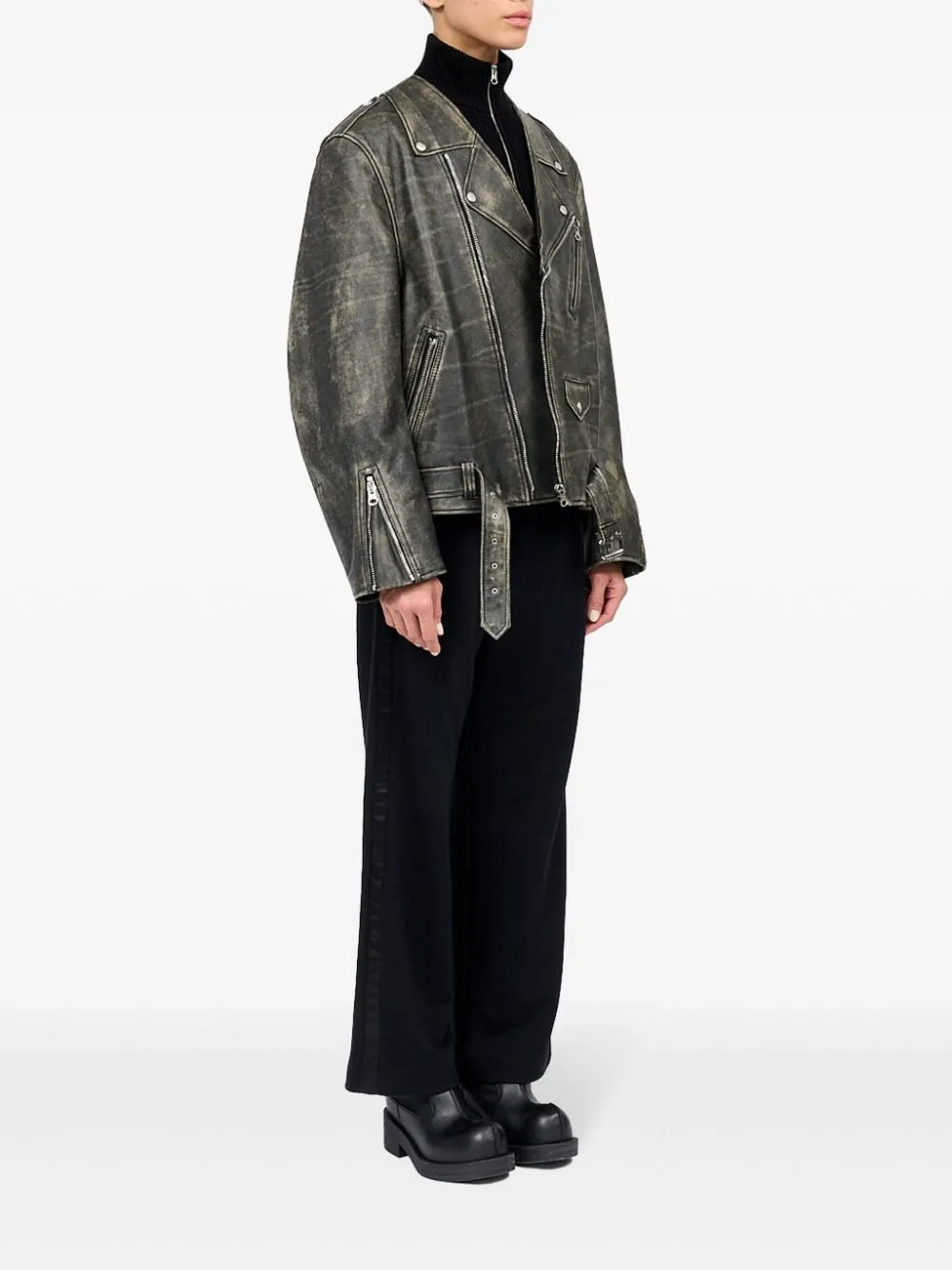FADED LEATHER BIKER JACKET