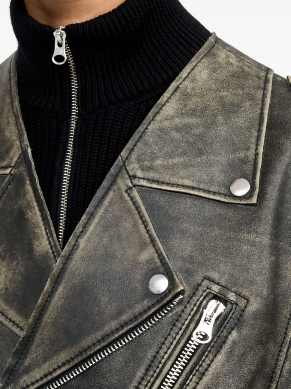 FADED LEATHER BIKER JACKET