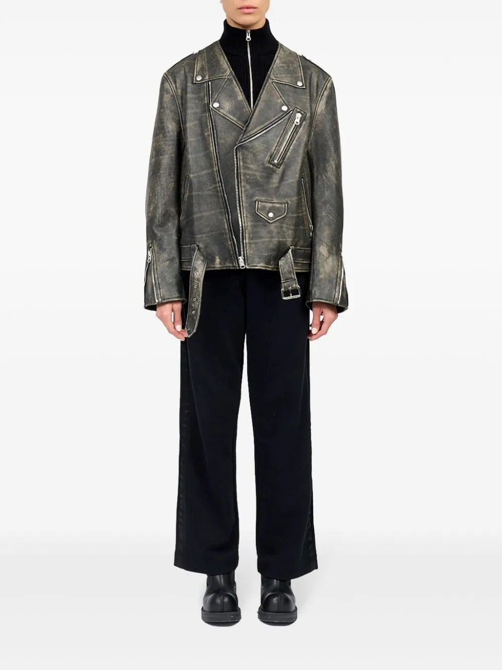 FADED LEATHER BIKER JACKET