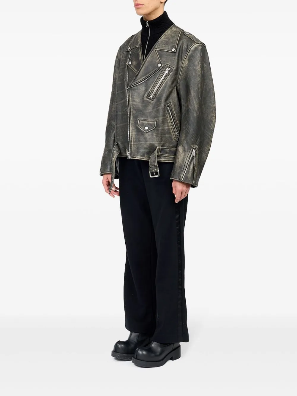 FADED LEATHER BIKER JACKET