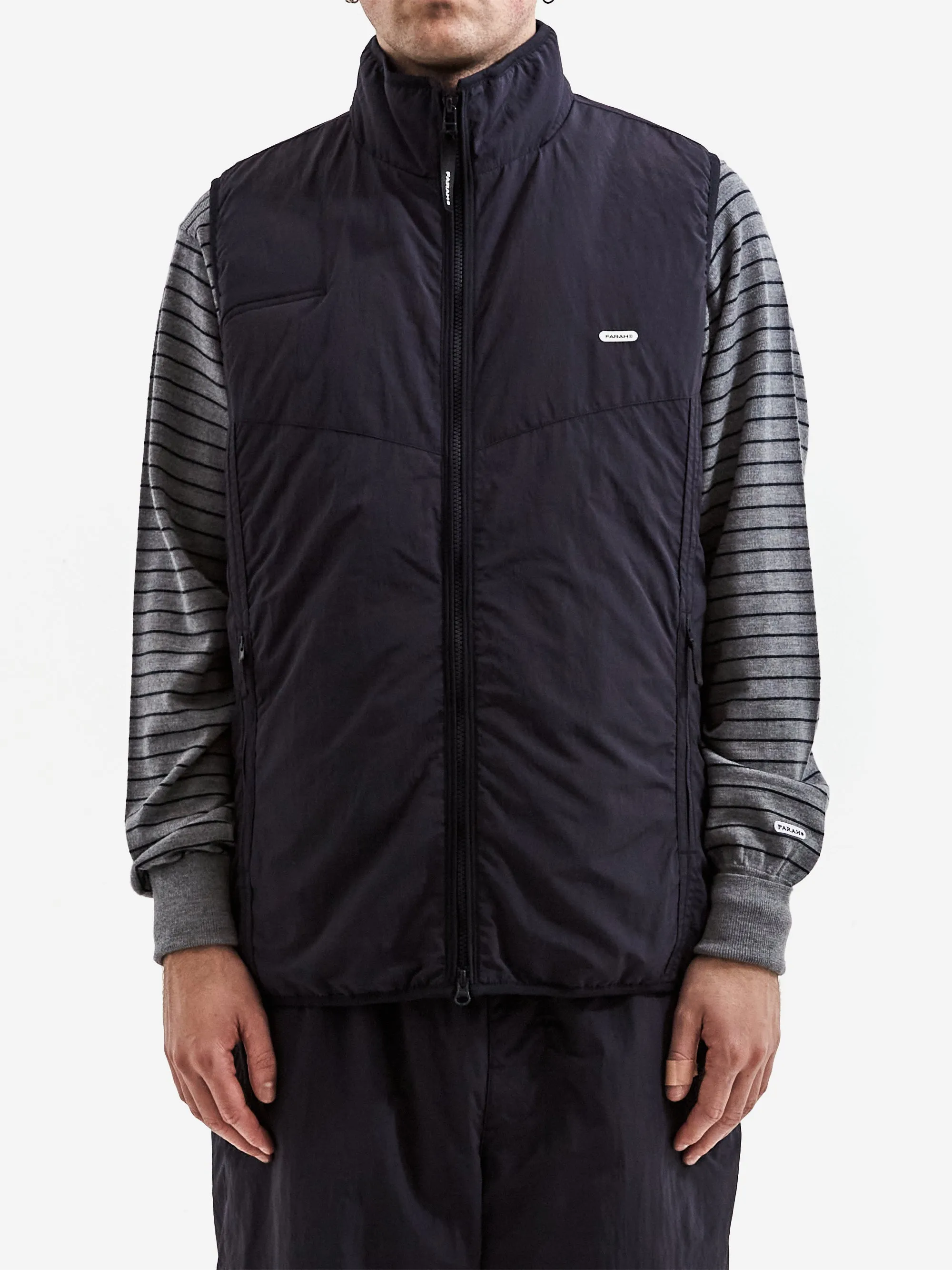 Farah Japan Nylon Zip Up Vest - Navy
