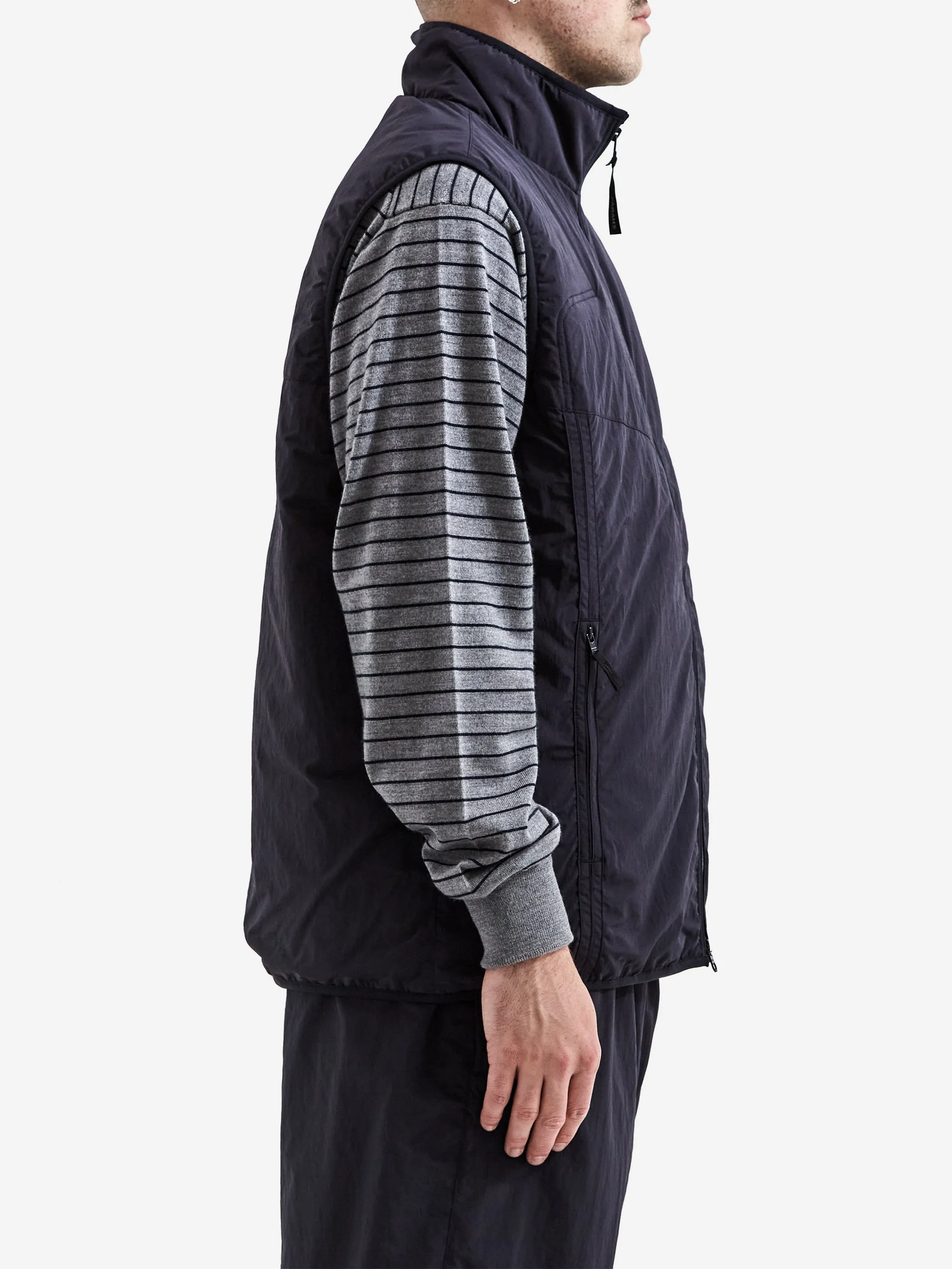 Farah Japan Nylon Zip Up Vest - Navy