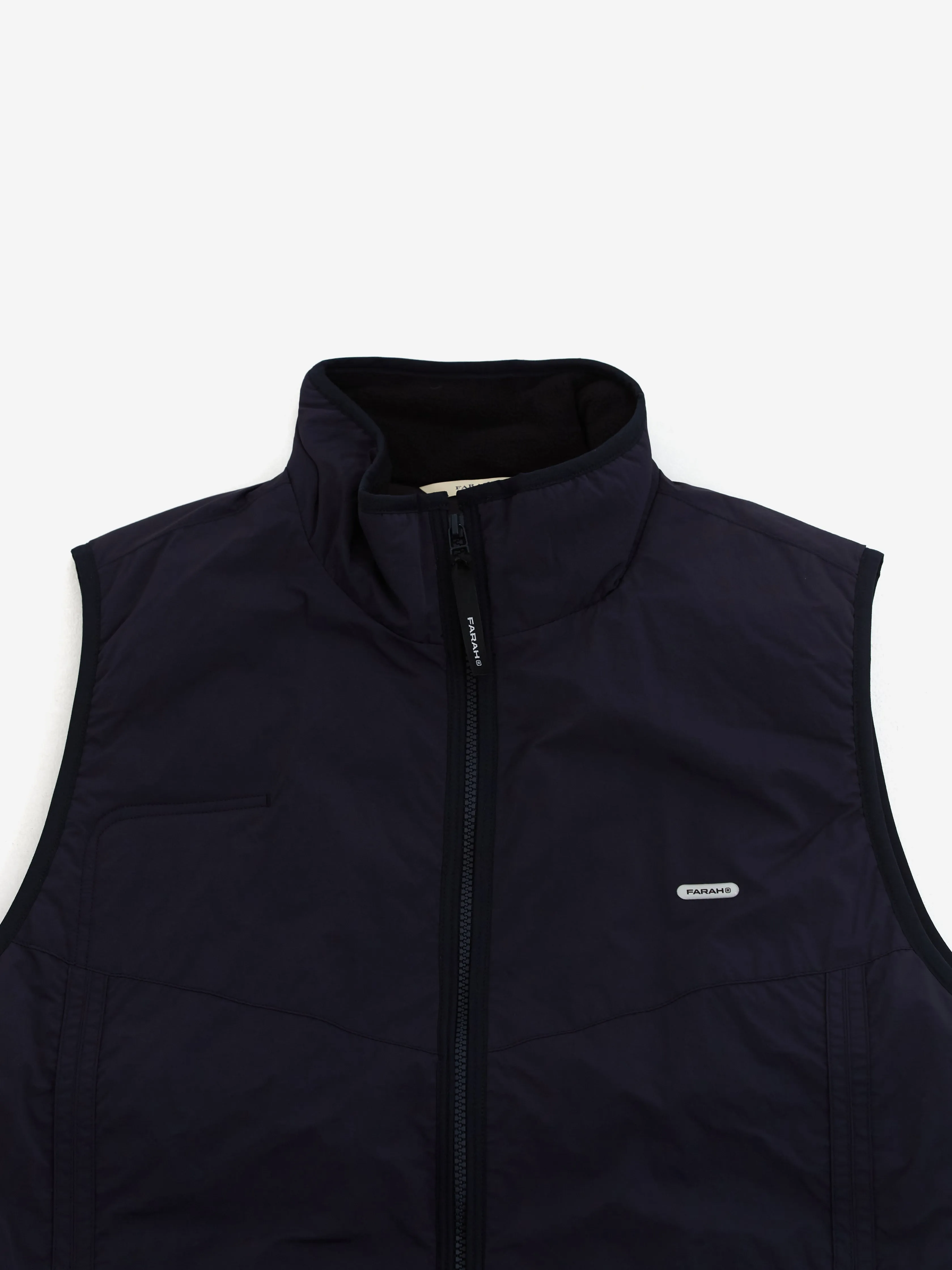 Farah Japan Nylon Zip Up Vest - Navy