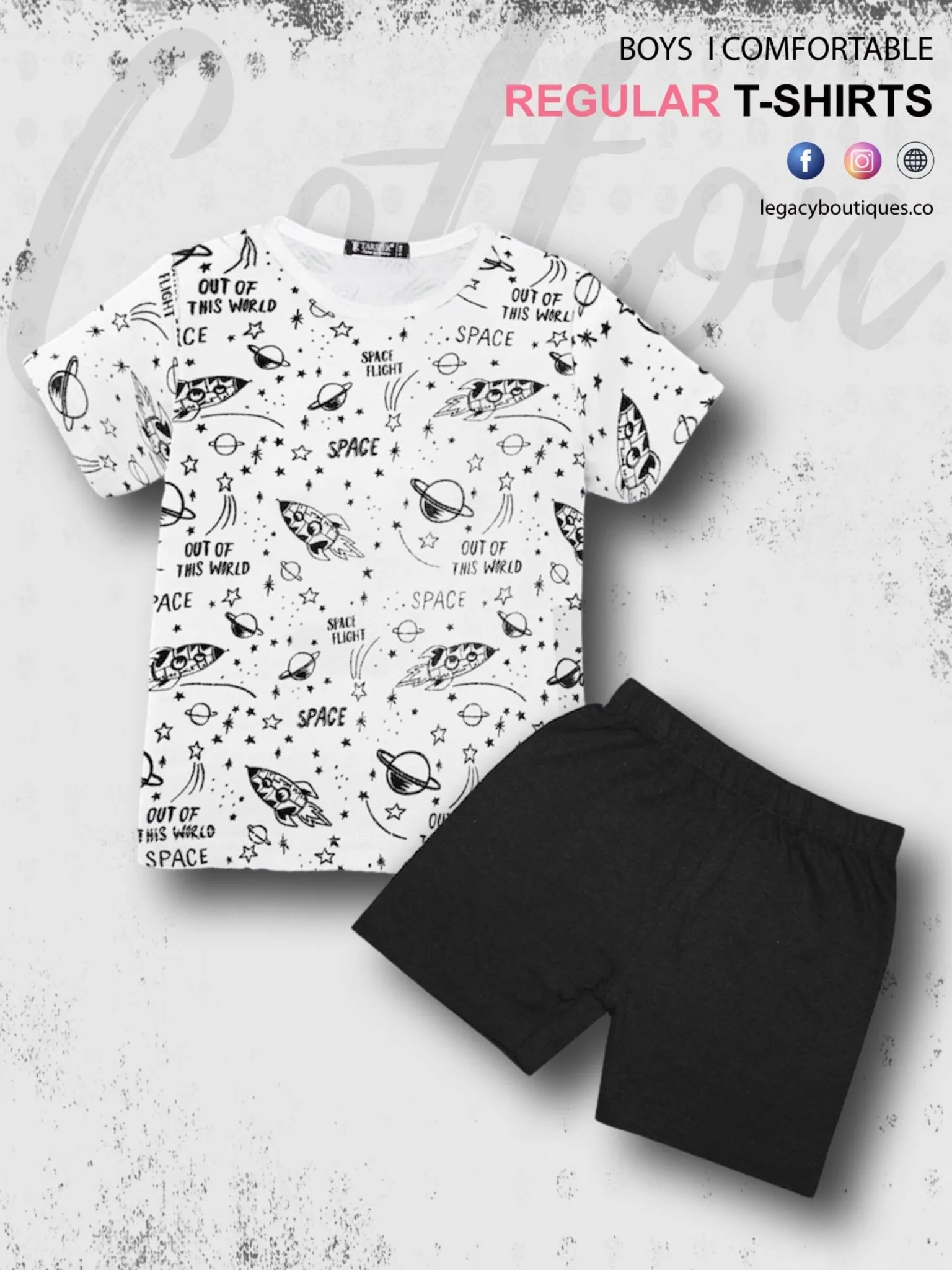 Galaxy Space Print Baby & Kids Super Comfy T-shirt Set
