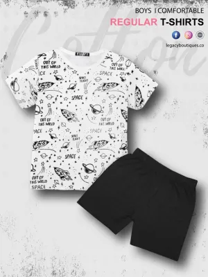 Galaxy Space Print Baby & Kids Super Comfy T-shirt Set
