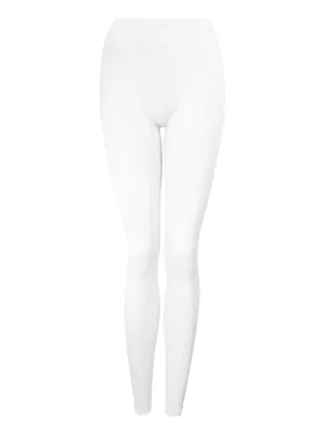 Girls White Full Length Plain Soft Rich Cotton Stretchy Dance Casual Leggings