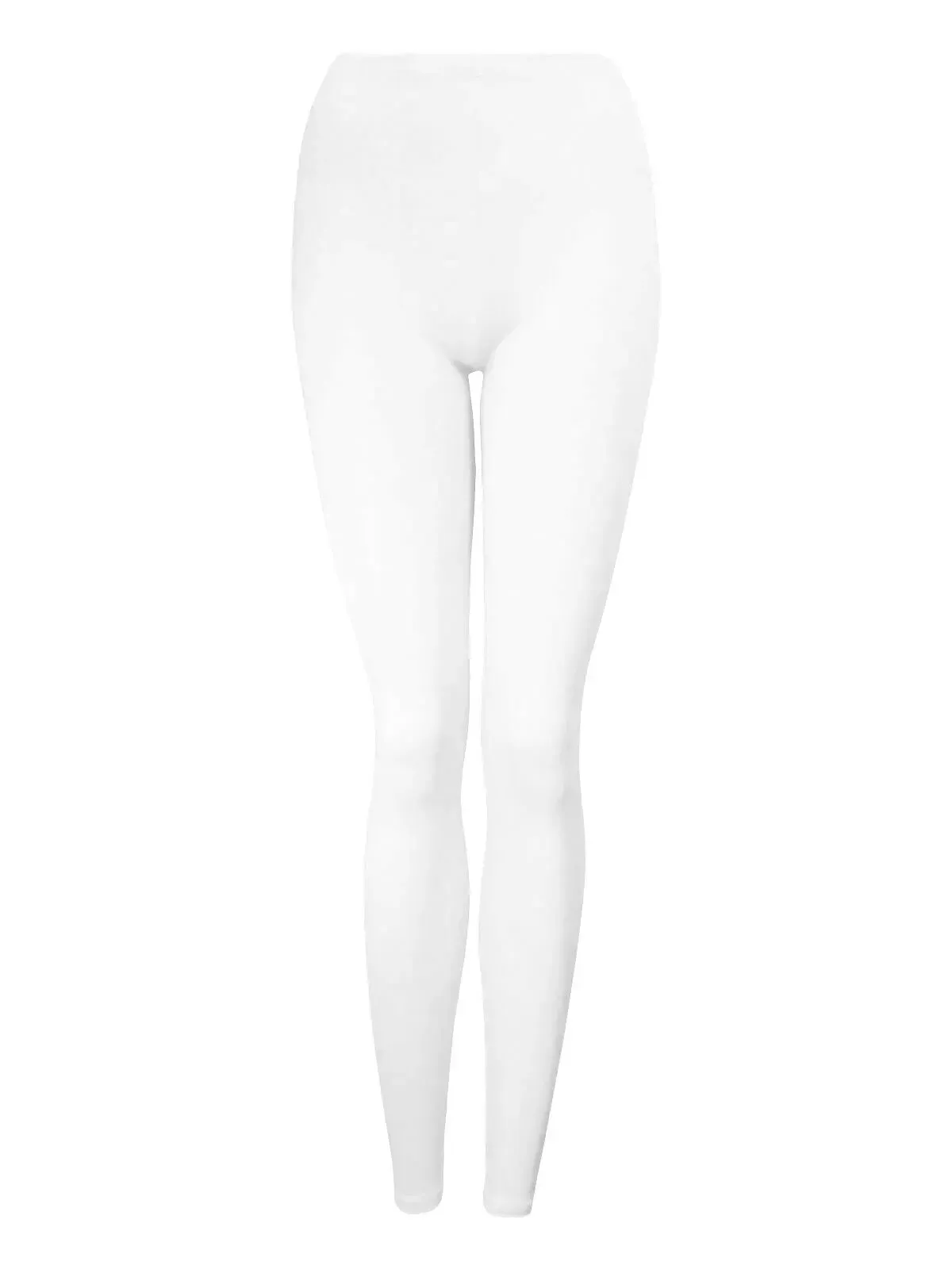 Girls White Full Length Plain Soft Rich Cotton Stretchy Dance Casual Leggings