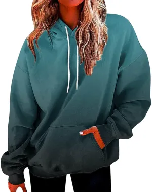 Gradient Oversized Sweatshirts for Women Loose Fit Casual Y2k Hoodies Long Sleeve Hooded Sweatshirt Trendy Pullover