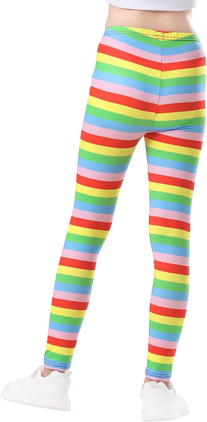 HDE Girl's Leggings Holiday Stretchy Full Ankle Length Striped Tights