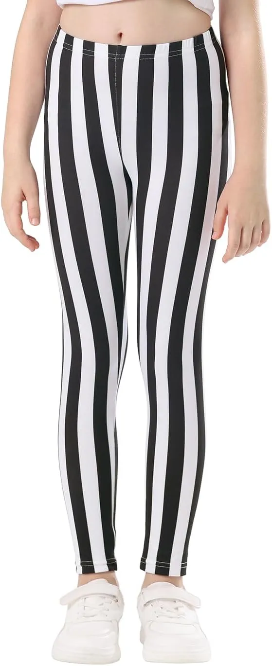 HDE Girl's Leggings Holiday Stretchy Full Ankle Length Striped Tights