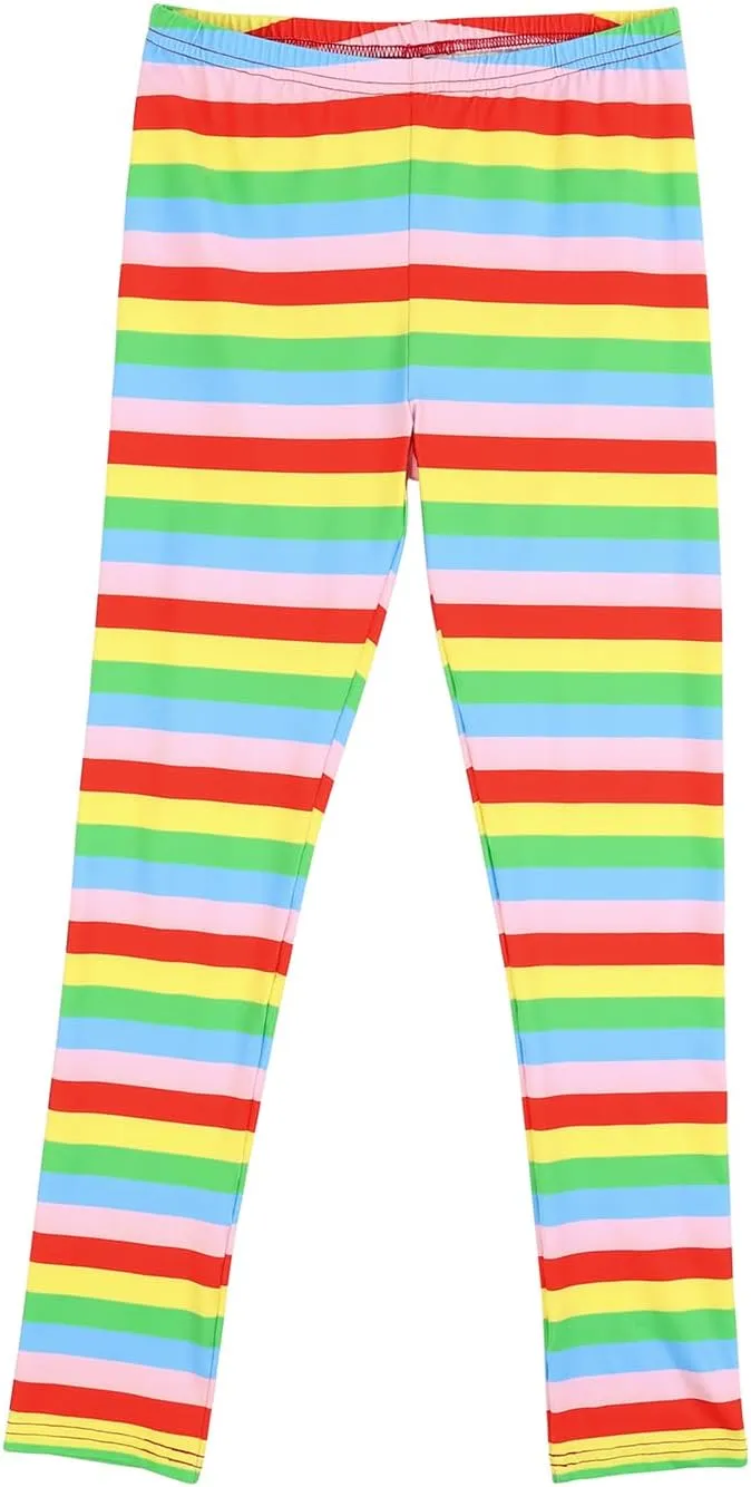 HDE Girl's Leggings Holiday Stretchy Full Ankle Length Striped Tights