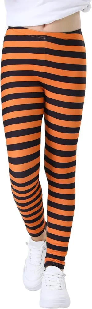 HDE Girl's Leggings Holiday Stretchy Full Ankle Length Striped Tights