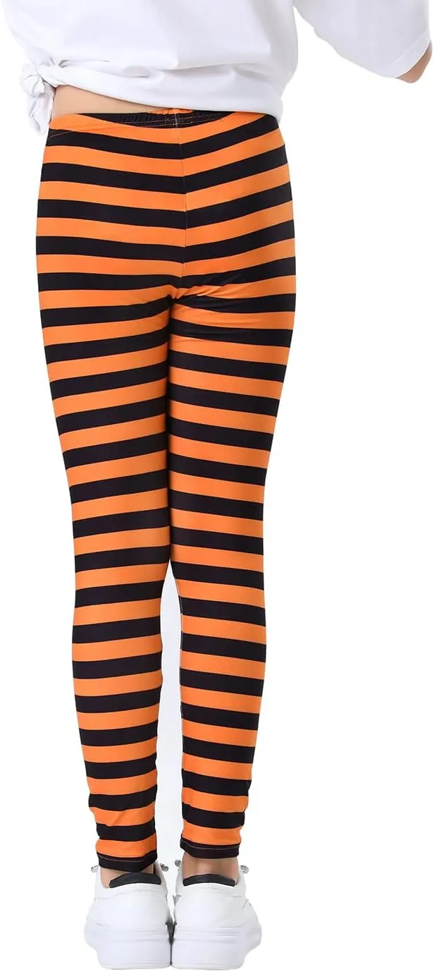 HDE Girl's Leggings Holiday Stretchy Full Ankle Length Striped Tights