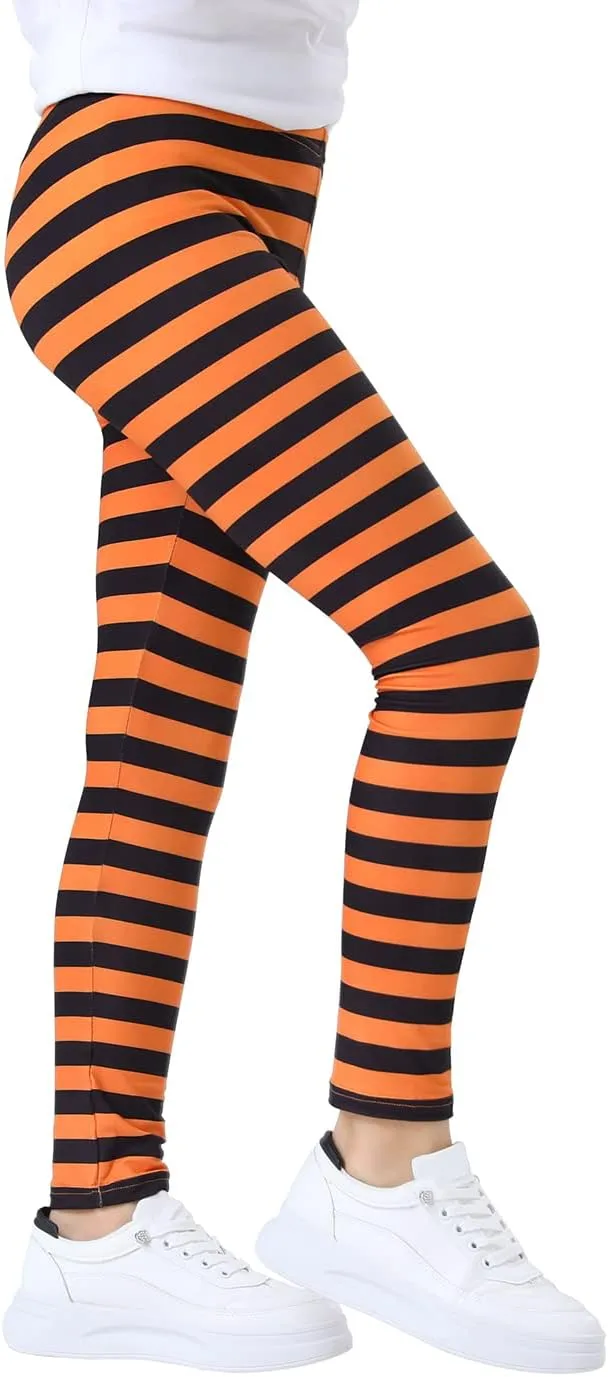HDE Girl's Leggings Holiday Stretchy Full Ankle Length Striped Tights