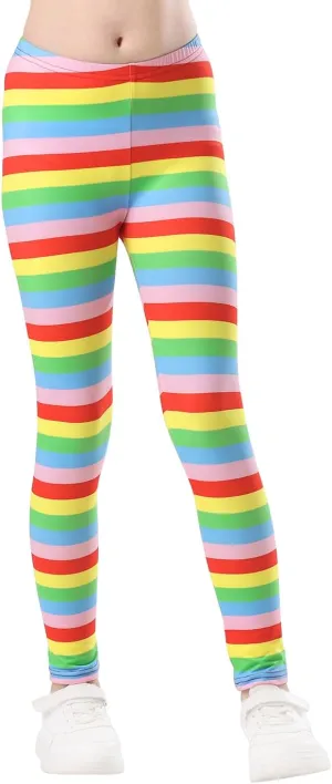 HDE Girl's Leggings Holiday Stretchy Full Ankle Length Striped Tights