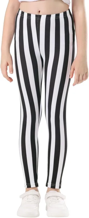 HDE Girl's Leggings Holiday Stretchy Full Ankle Length Striped Tights