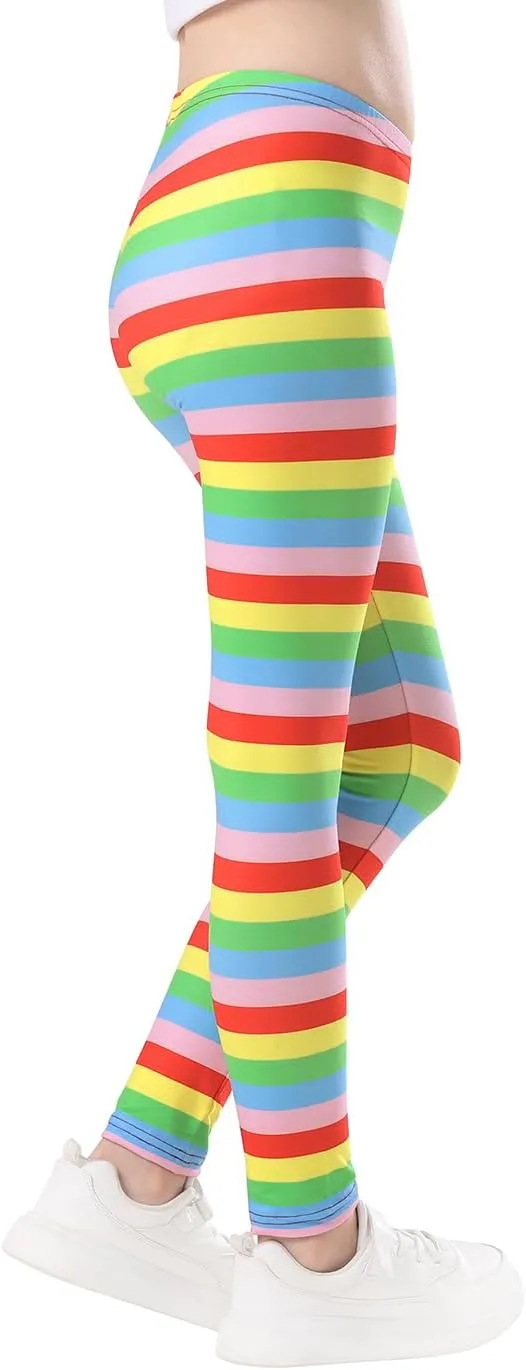 HDE Girl's Leggings Holiday Stretchy Full Ankle Length Striped Tights