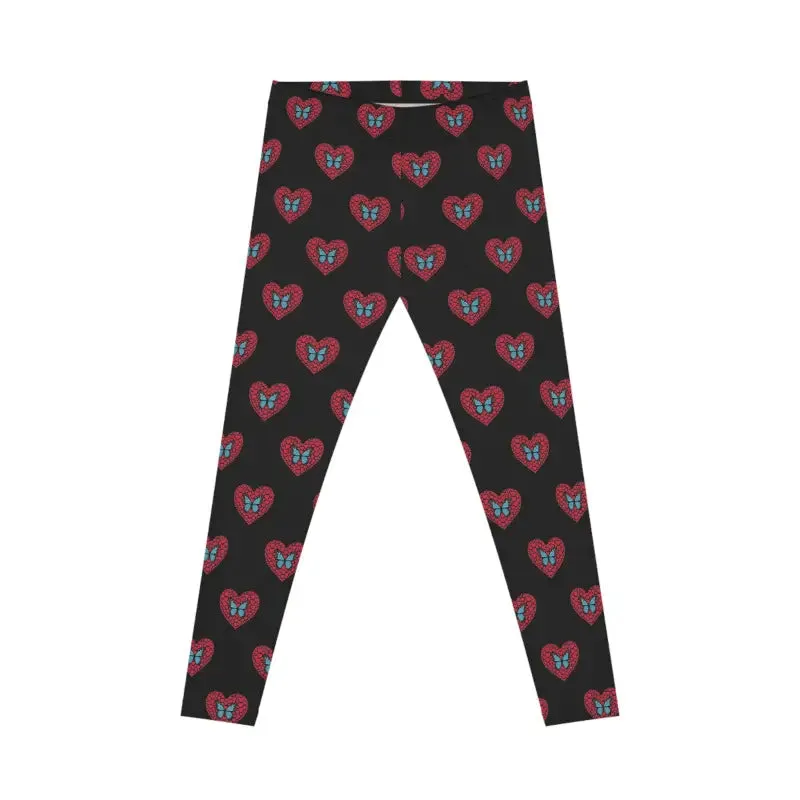 Hearts and Butterflies Leggings with Stretchy Fabric