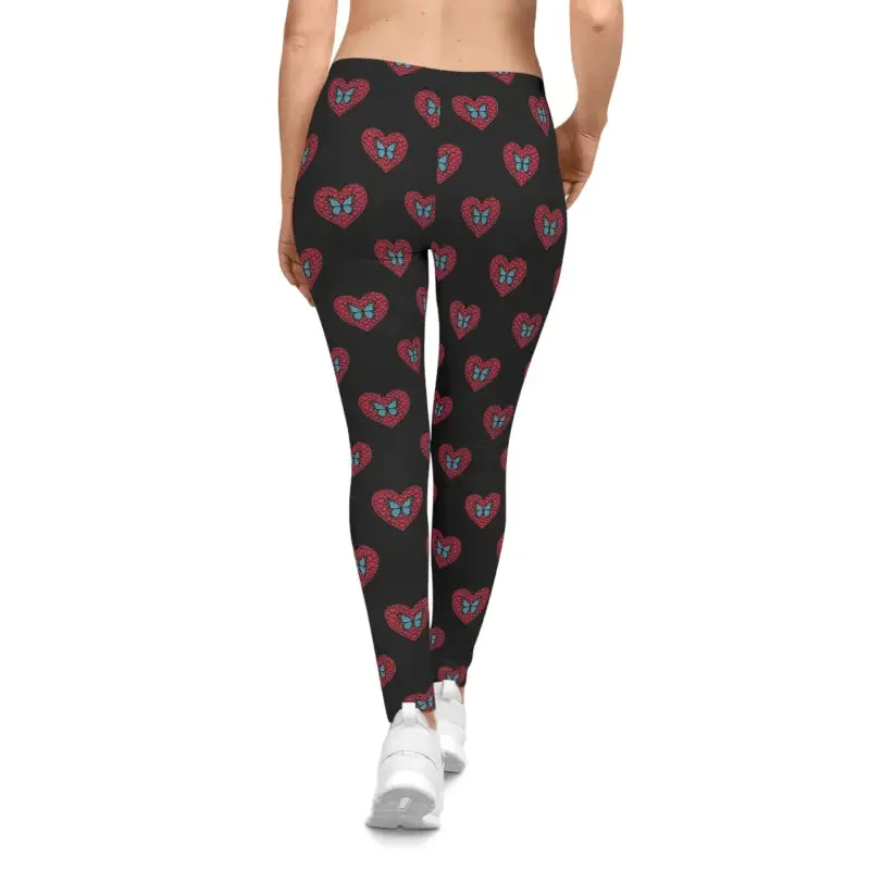 Hearts and Butterflies Leggings with Stretchy Fabric