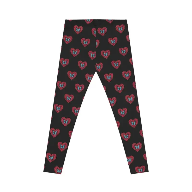 Hearts and Butterflies Leggings with Stretchy Fabric