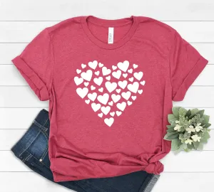 Hearts in Heart Shape T Shirt - Unisex Adult Valentine's Day Heart Shirt - Valentines Day Gift