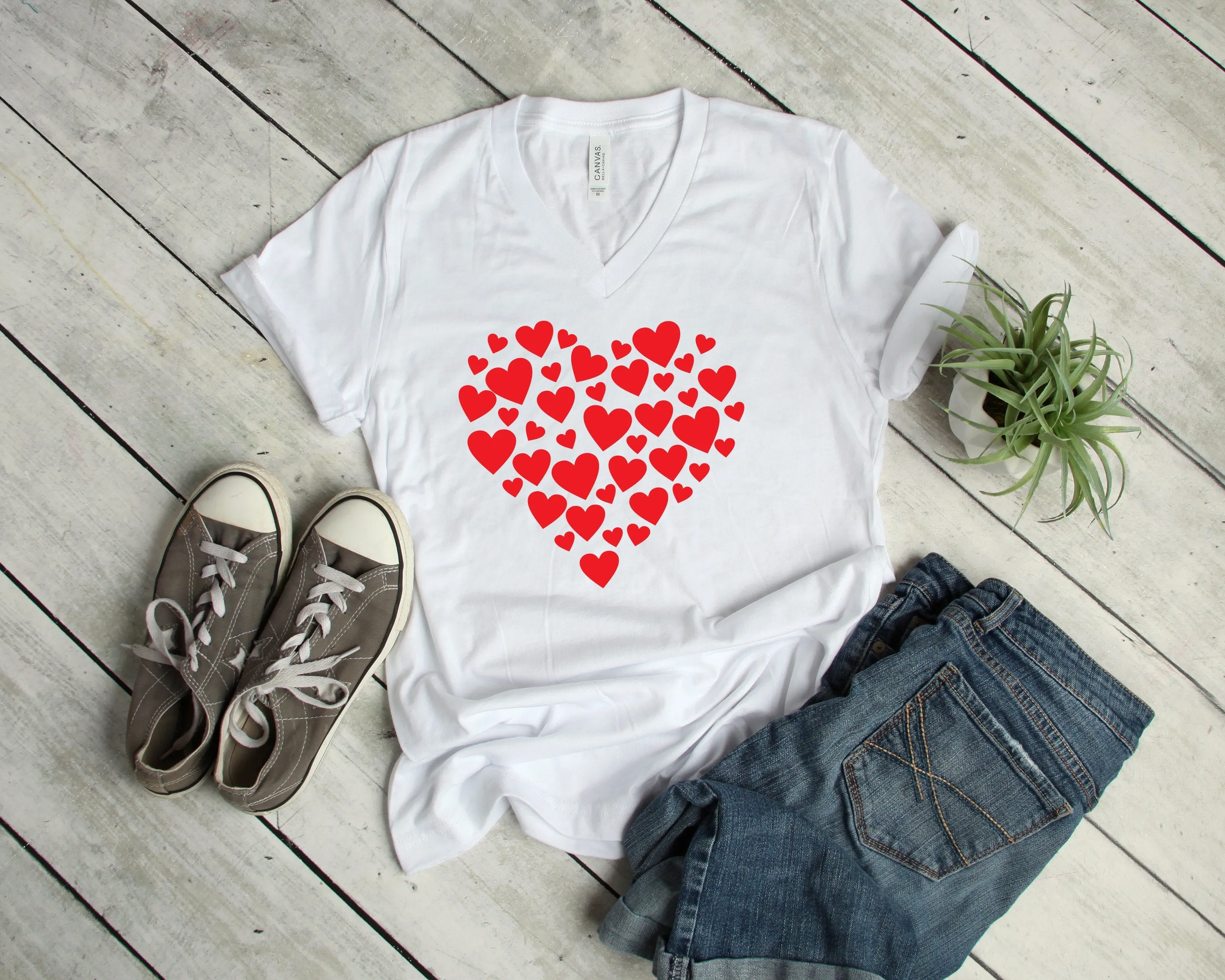 Hearts in Heart Shape T Shirt - Unisex Adult Valentine's Day Heart Shirt - Valentines Day Gift