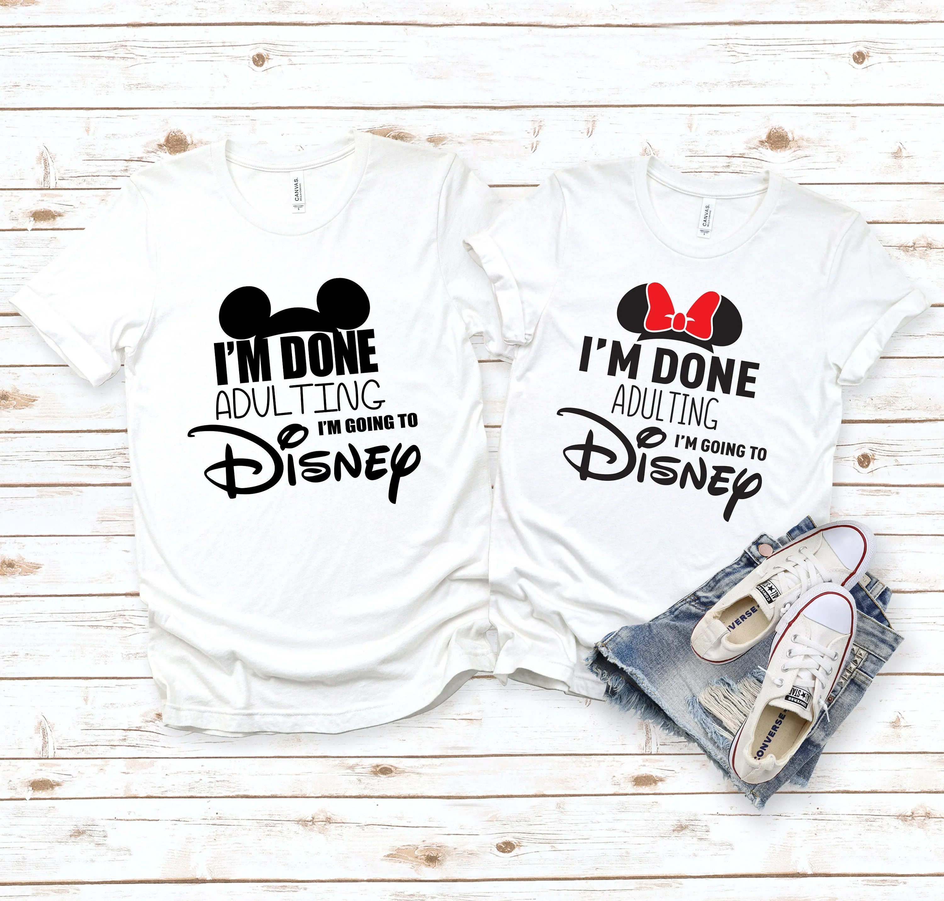 I'm Done Adulting Mickey and Minnie Mouse Shirts - Disney Couples - Matching Shirts - Minnie Mickey Couple Shirt