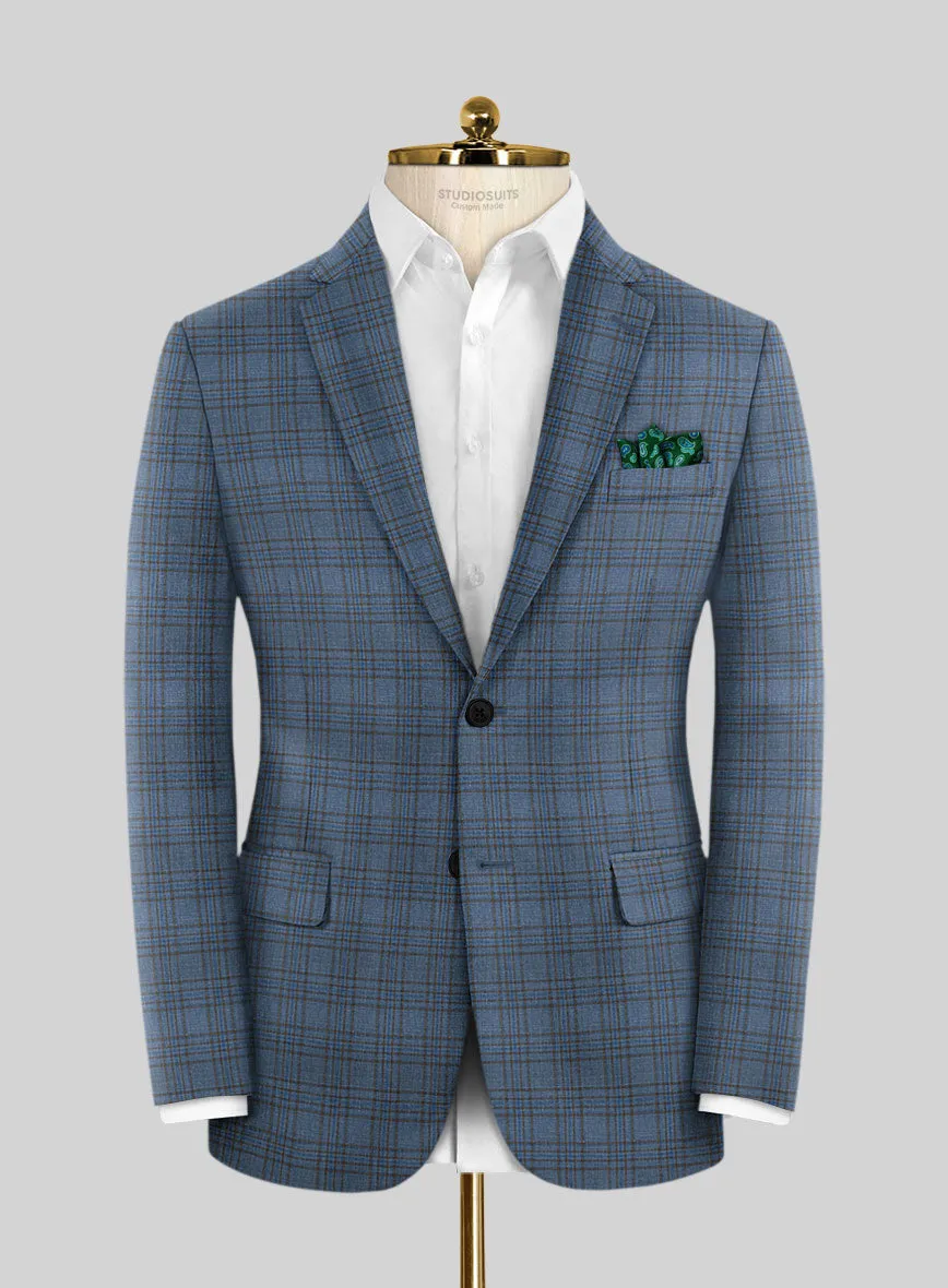 Italian Murano Herita Blue Wool Linen Suit