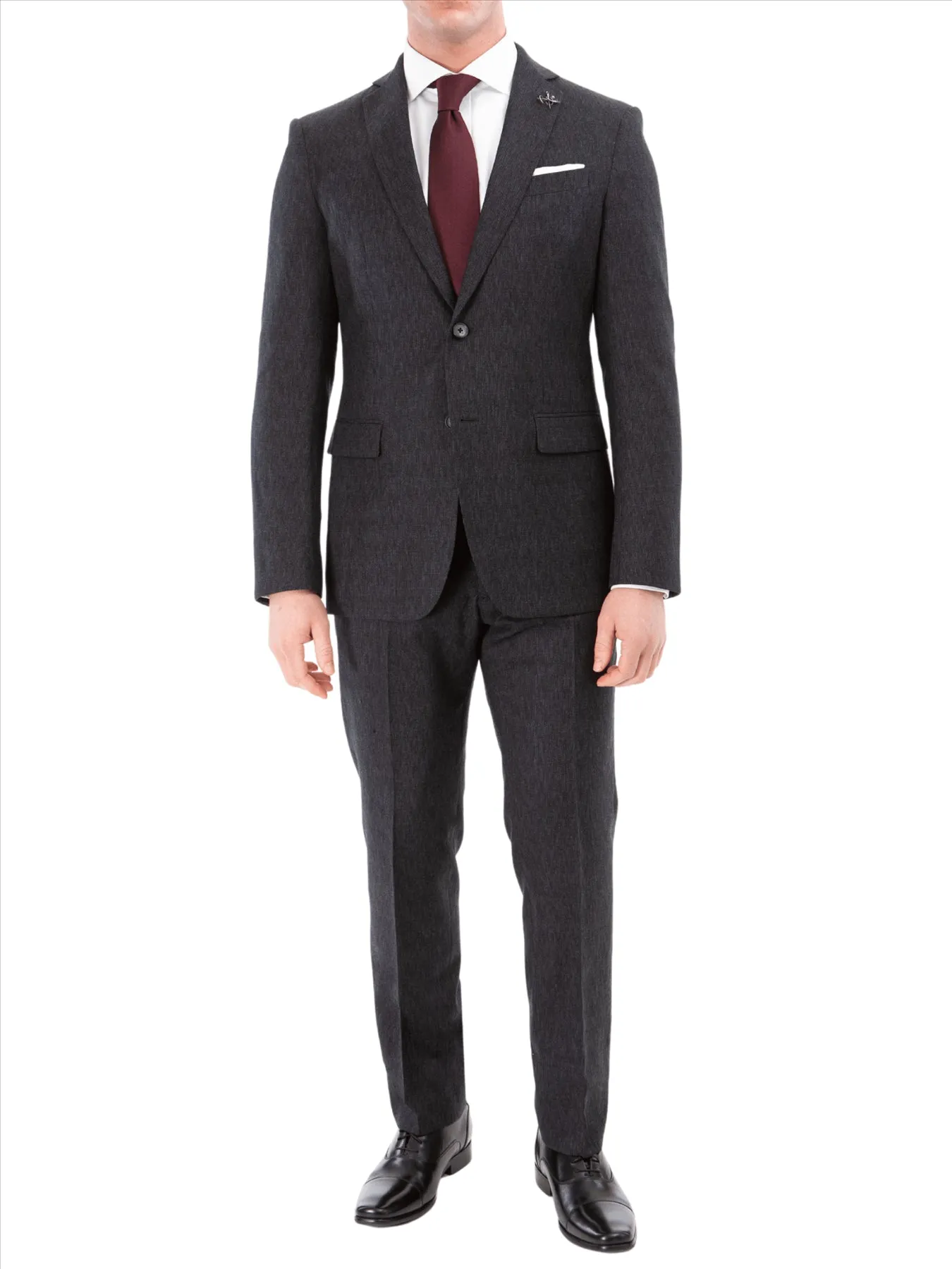 John Varvatos Half-Canvassed Charcoal Two Button Wool Blend Suit