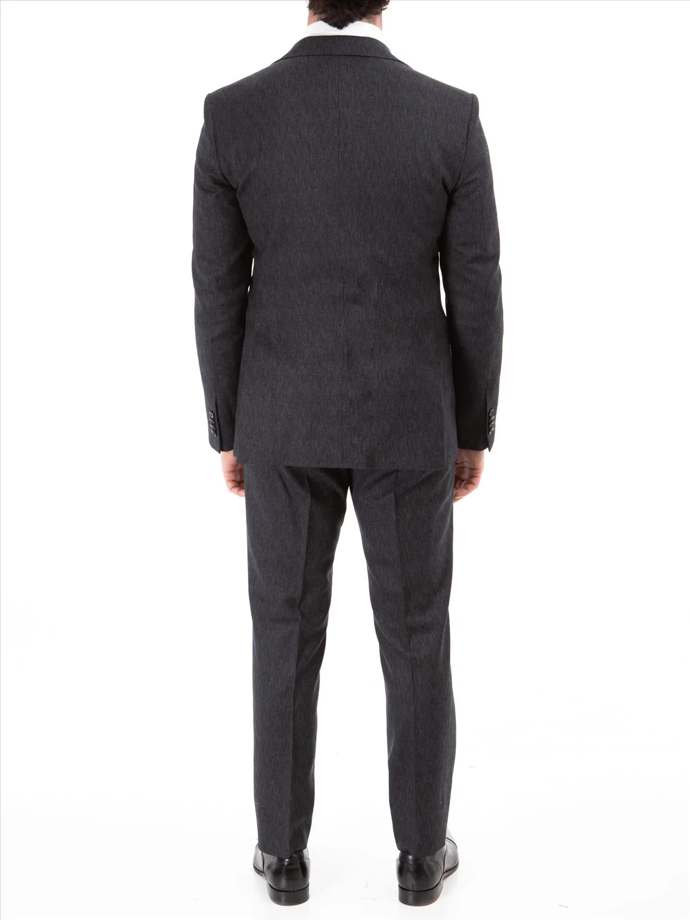 John Varvatos Half-Canvassed Charcoal Two Button Wool Blend Suit