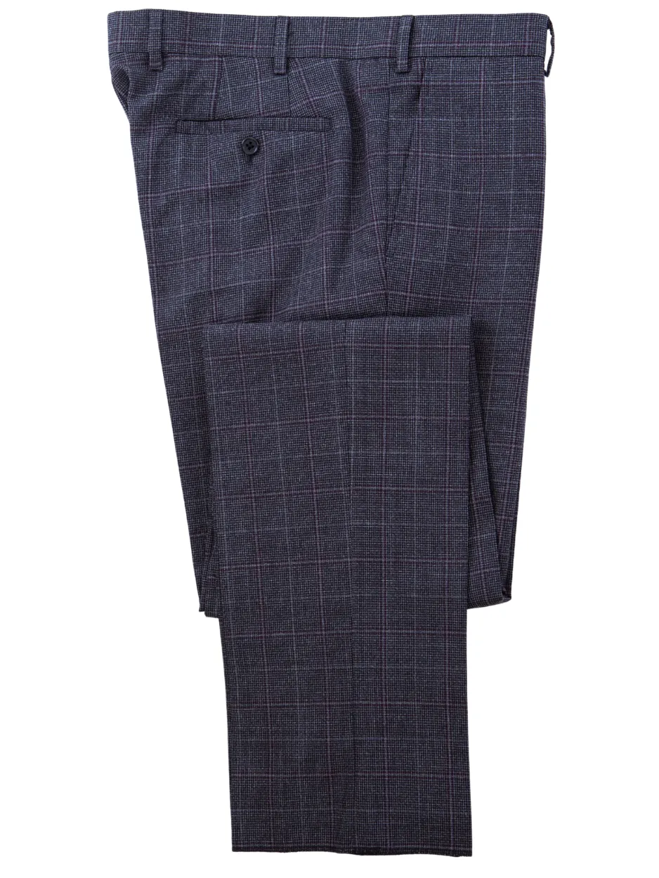John Varvatos Half-Canvassed Charcoal Windowpane Two Button Wool Blend Suit