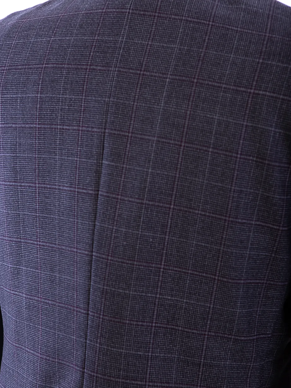 John Varvatos Half-Canvassed Charcoal Windowpane Two Button Wool Blend Suit