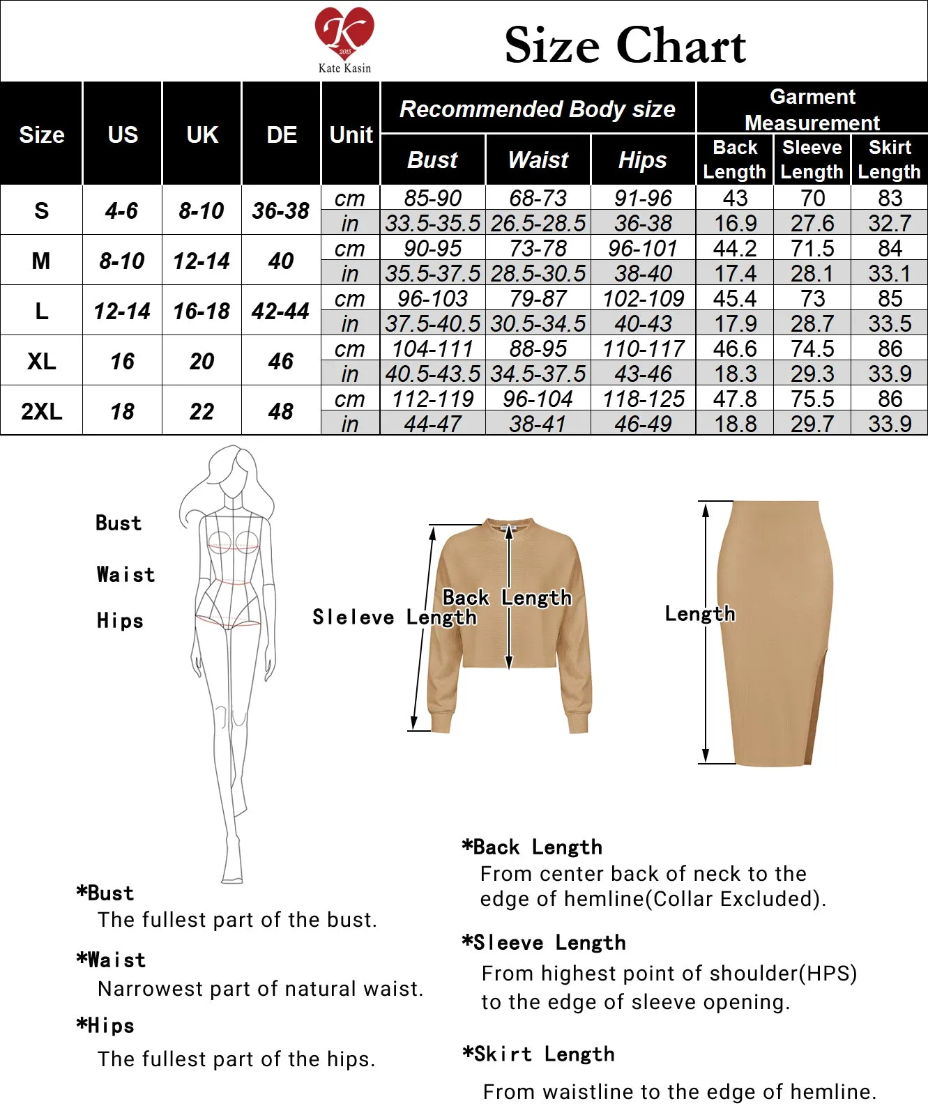 KK Women Outfits Long Sleeve Dropped Shoulder Cropped Tops Left Slit Skirt