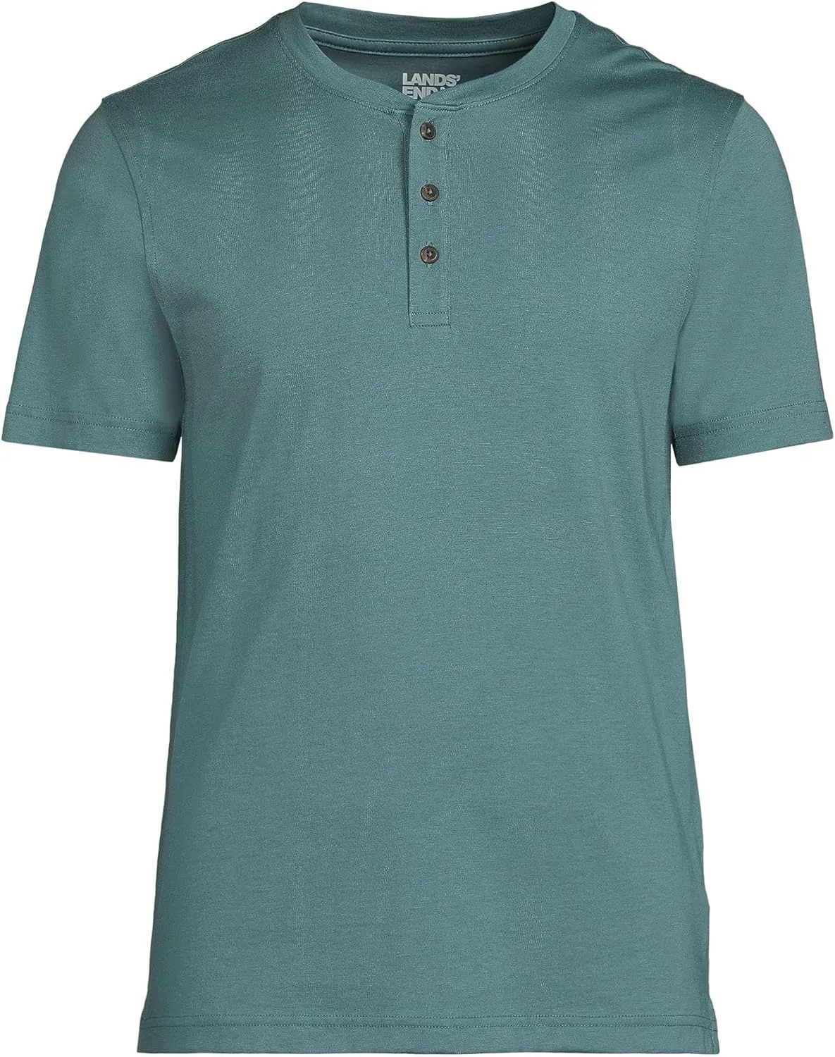 Lands' End Men's Short Sleeve American-Grown Supima Cotton Jersey Henley