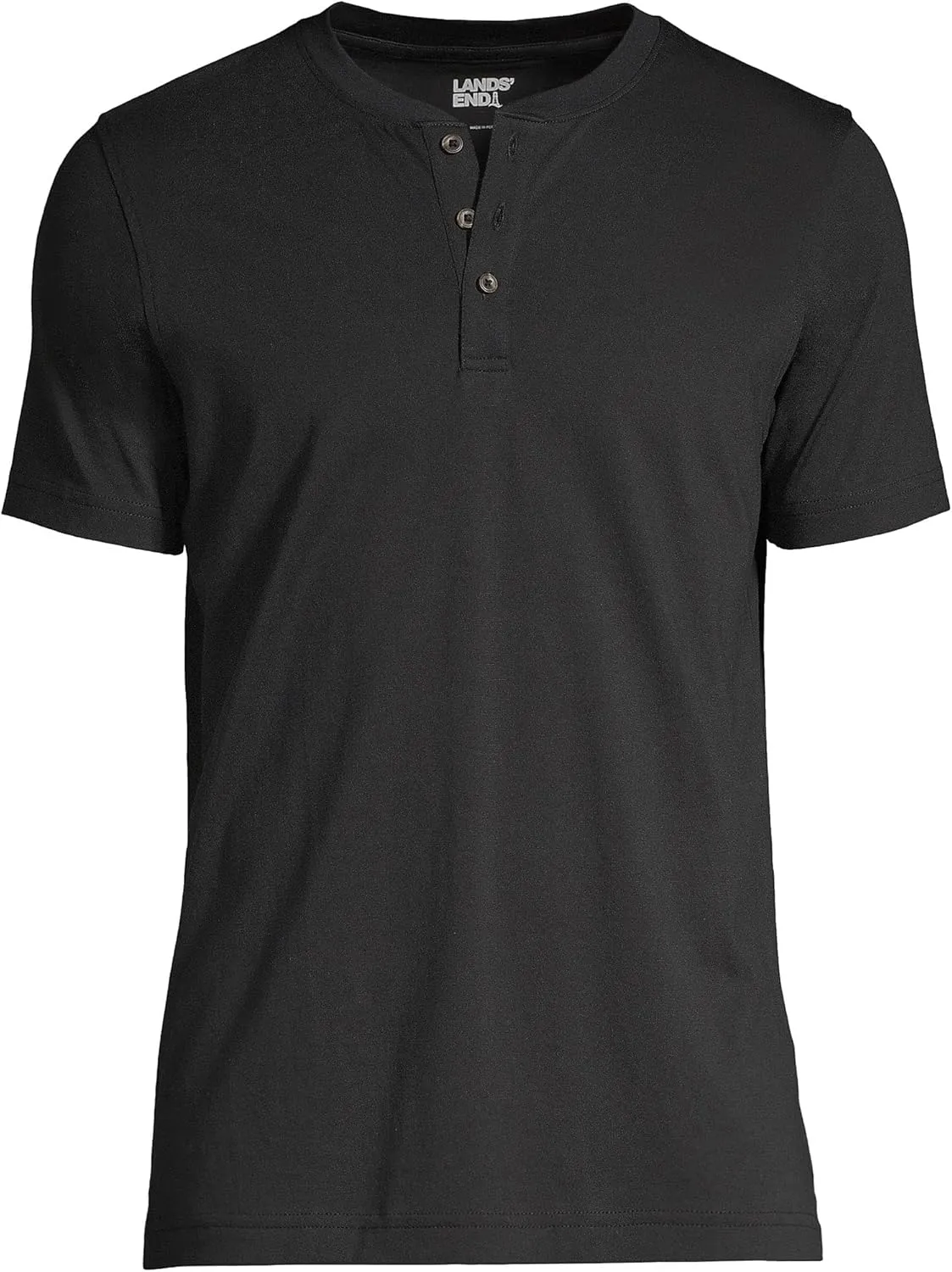 Lands' End Men's Short Sleeve American-Grown Supima Cotton Jersey Henley