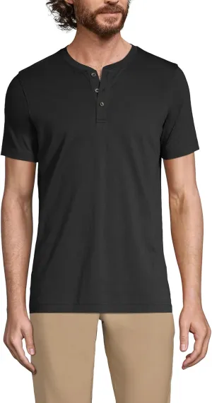 Lands' End Men's Short Sleeve American-Grown Supima Cotton Jersey Henley