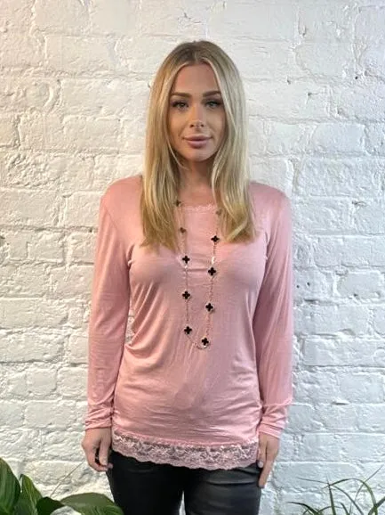 Layering Vest with Long Arms and Lace detail