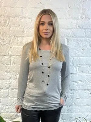 Layering Vest with Long Arms and Lace detail