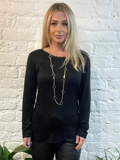 Layering Vest with Long Arms and Lace detail