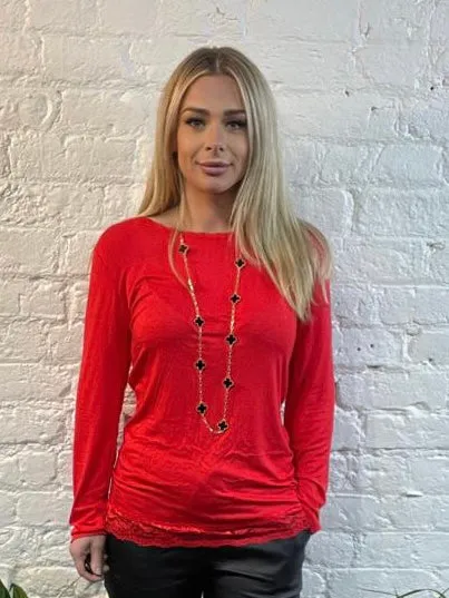 Layering Vest with Long Arms and Lace detail