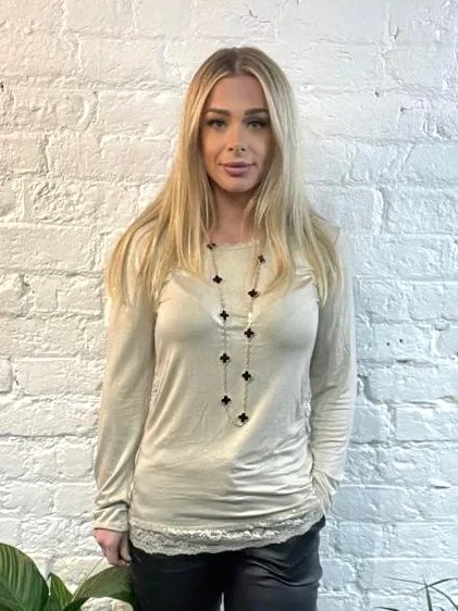 Layering Vest with Long Arms and Lace detail