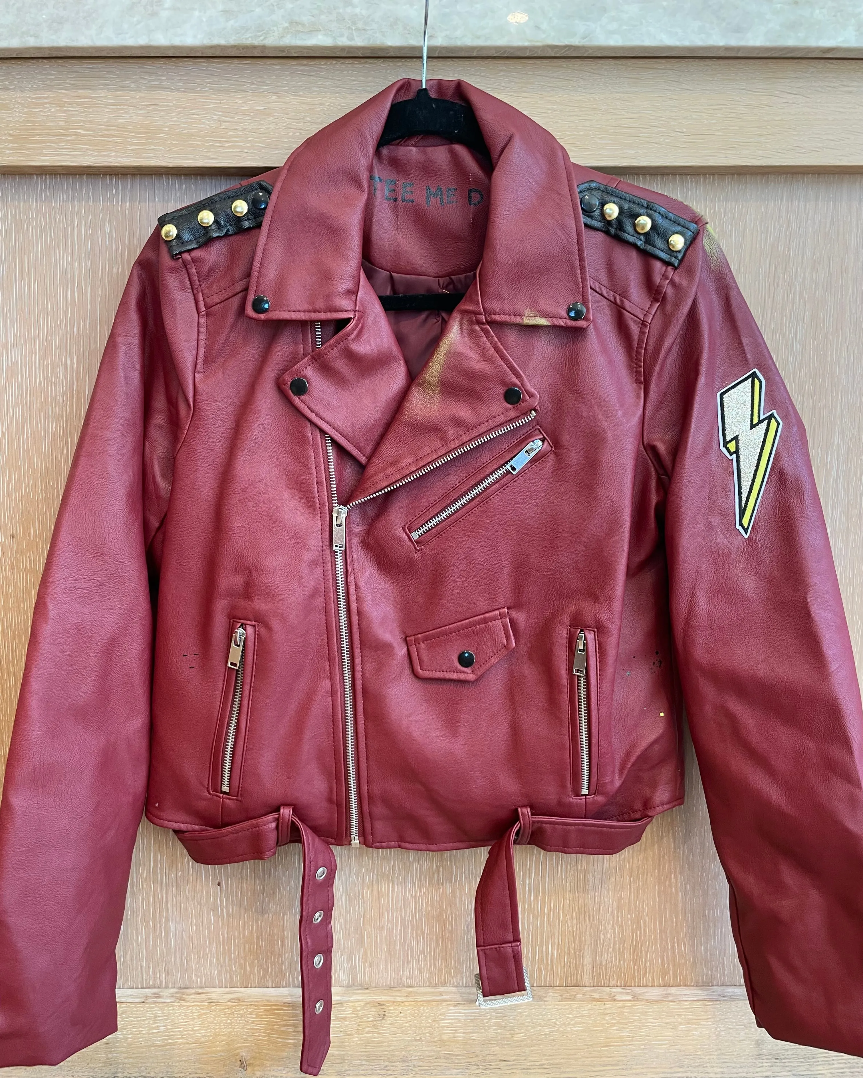 LIGHT ME UP XO - Hand painted moto jacket