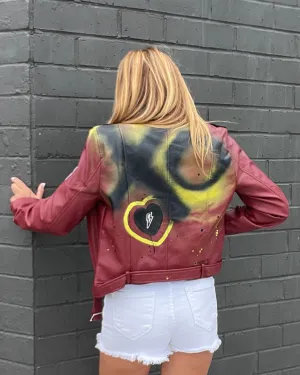 LIGHT ME UP XO - Hand painted moto jacket