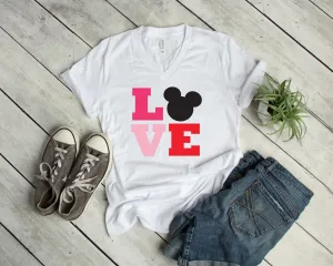 LOVE Block Letters Mickey Mouse T Shirt - Disney Valentine's Day - Mickey Mouse Favorite Tee