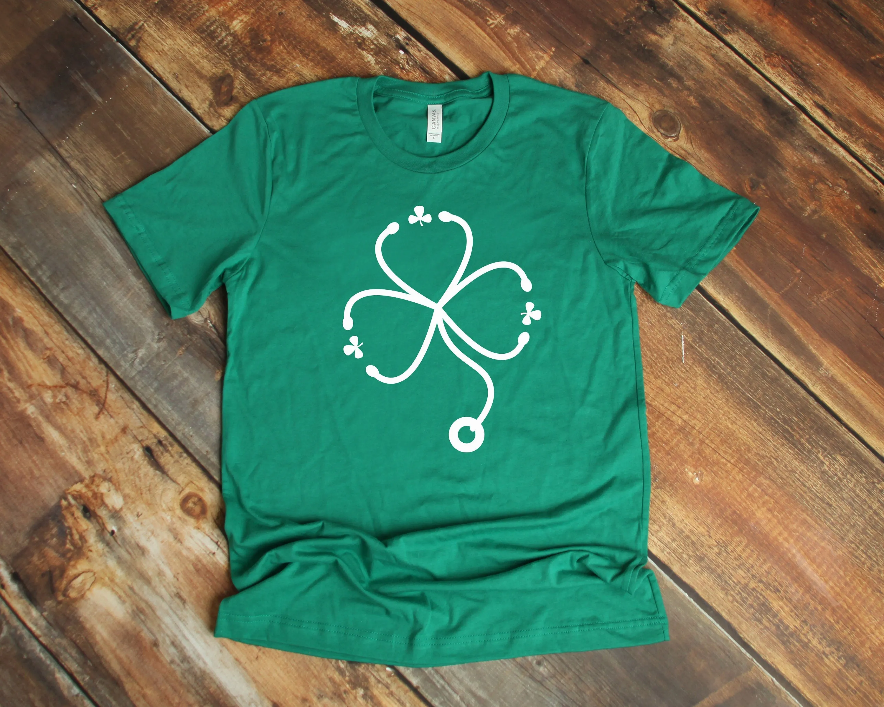 Lucky Nurse or Doctor T Shirt - St. Patrick's Day Shirt - Clover Stethoscope - Green Irish Luck - Health Care Worker