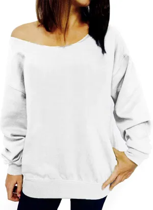 lymanchi Womens Off Shoulder Sweatshirts Long Sleeve Slouchy Sexy Casual Pullover Tops