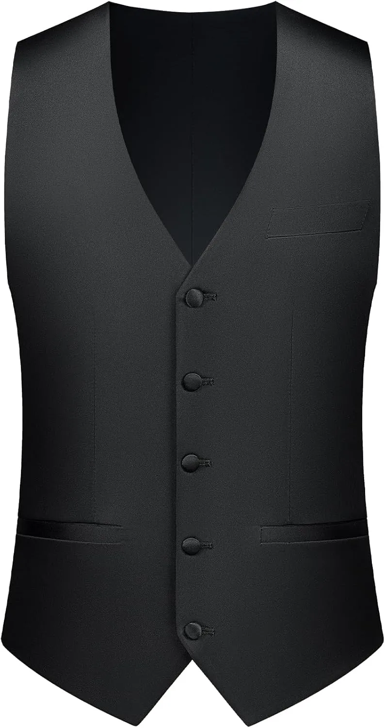 MAGE MALE Mens Velvet Suits Slim Fit Peak Lapel Tuxedo 3 Piece One Button Prom Party Banquet Blazer Vest Pants Set
