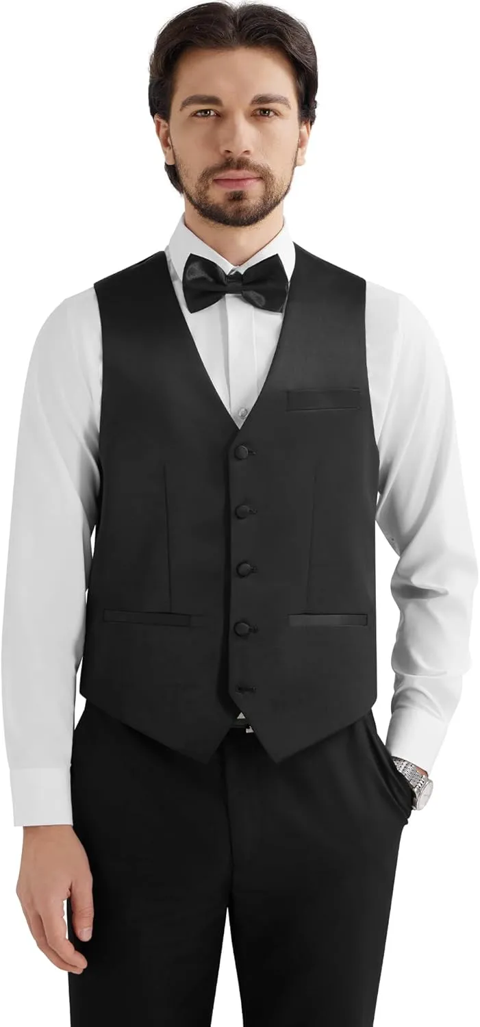 MAGE MALE Mens Velvet Suits Slim Fit Peak Lapel Tuxedo 3 Piece One Button Prom Party Banquet Blazer Vest Pants Set