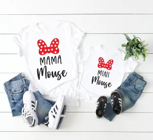 Mama Mouse and Mini Mouse T Shirt Set- Disney Matching Minnie Mouse Shirts for Mom and Daughter - Mommy and Me