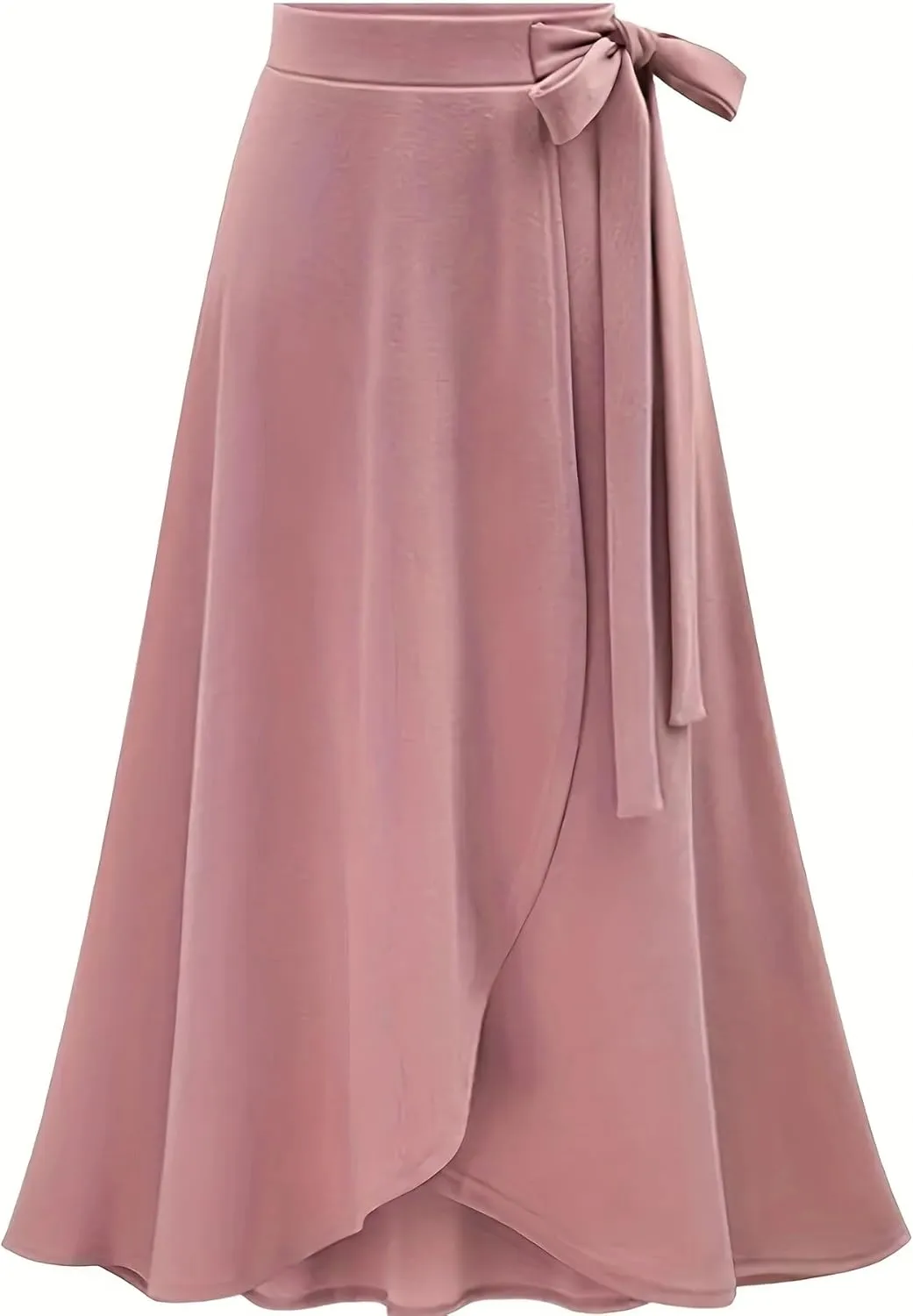 Melliflo Women's High Waist A-Line Slit Irregular Bow Skirt Casual Beach Flowy Swing Long Skirts